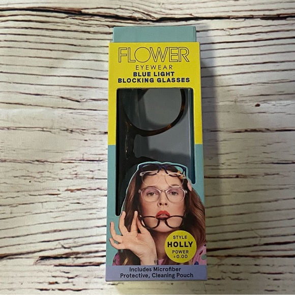 New in Box Flower Eyewear Blue Light Blocking Glasses in Holly Tortoise - Picture 5 of 11